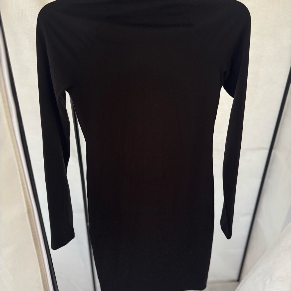 Black Long-Sleeve Turtle Neck Dress